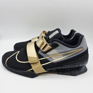 Nike Romaleos 4 Black Metallic Gold Weightlifting Shoes Men's Size 12 CD3463-001